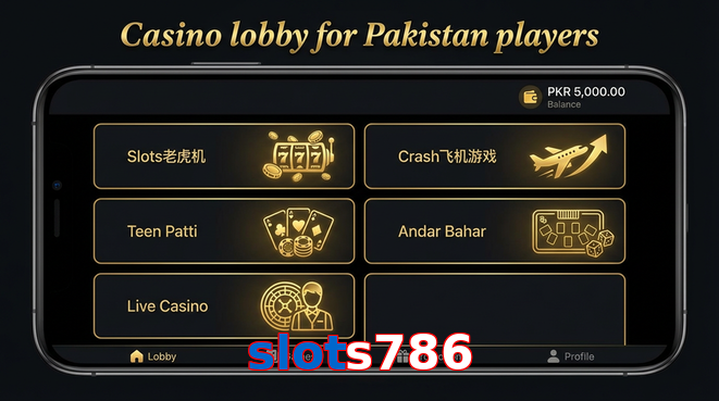 Lobby view of Slots786 for Pakistan users